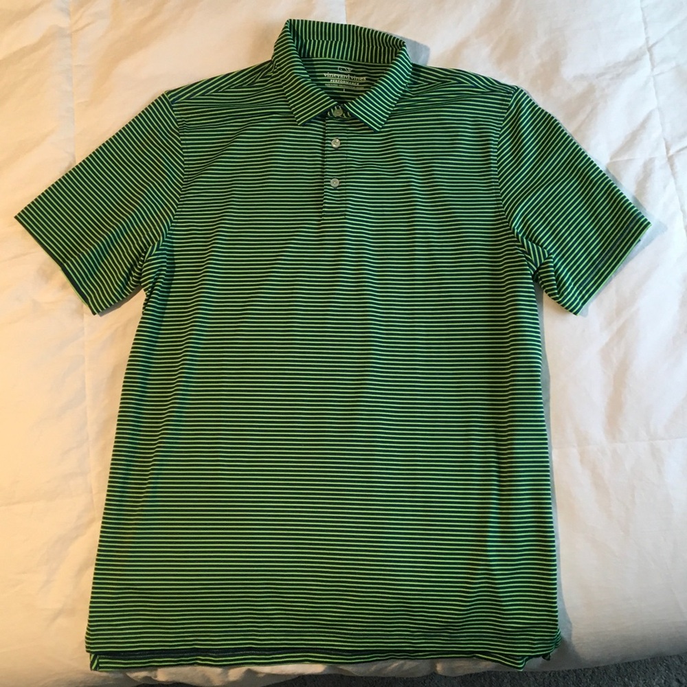 Men's Vineyard Vines Green Striped Polo Shirt